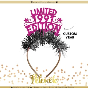 Custom Limited Edition Headband - Custom Birthday Headband, Party Crown, Birthday Crown, Birthday Party, Happy Birthday Tiara with Fringe