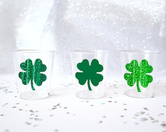 Plastic Shamrock Shot Glasses - Clover Shots, St. Patrick's Day Shot Glasses, St. Patrick's Party, Clover Favours, Clover Party Decorations