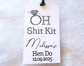 Custom Oh Shit Kit Party Tags - Large Hen Do Tags, Hen Party Favour Tags, Bachelorette Tags, Hen Party Drink Tags, Alcoholic Drink Tags