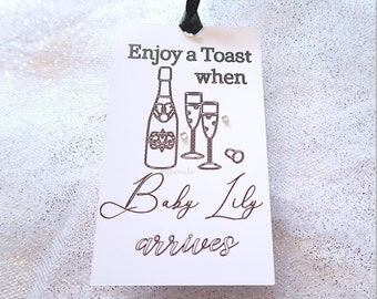 Custom Boho Baby Shower Party Tags - Enjoy a Toast Tags, Large Baby Shower Tags, Baby Shower Favour Tags, Alcoholic Beverage Tags, Wine Tags