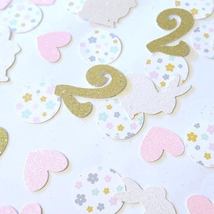 Pink Glitter Some Bunny is Two Confetti - Bunny 2nd Birthday, Bunny Birthday, Easter Birthday Theme, Spring First Birthday, TWO Confetti