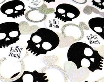 Glitter Until Death Confetti - Goth Engagement Confetti, Goth Wedding Confetti, Goth Hen Party, Gothic Bachelorette, Skull Wedding Confetti