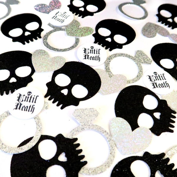 Glitter Until Death Confetti - Goth Engagement Confetti, Goth Wedding Confetti, Goth Hen Party, Gothic Bachelorette, Skull Wedding Confetti