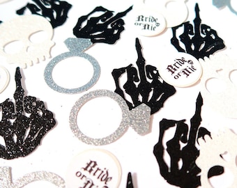 Glitter Bride or Die Confetti - Goth Bachelorette Confetti, Goth Hen Confetti, Gothic Hen Party, Gothic Bachelorette, Skull Hen Do Confetti