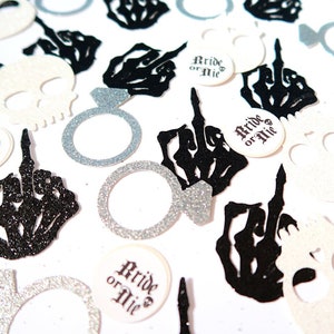 Glitter Bride or Die Confetti - Goth Bachelorette Confetti, Goth Hen Confetti, Gothic Hen Party, Gothic Bachelorette, Skull Hen Do Confetti