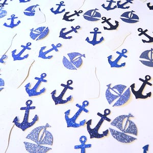 Paillettes naviguant dans des confettis de retraite - Table de dispersion pour la retraite, thème nautique de la retraite, confettis de voile, fête de bon voyage