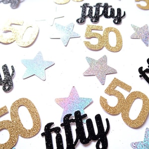 Glitter Fifty Birthday Confetti - 50th Party Decorations, Age Confettis, Number Confetti, Glitter Confetti, Décor de table, 50 Table Scatter