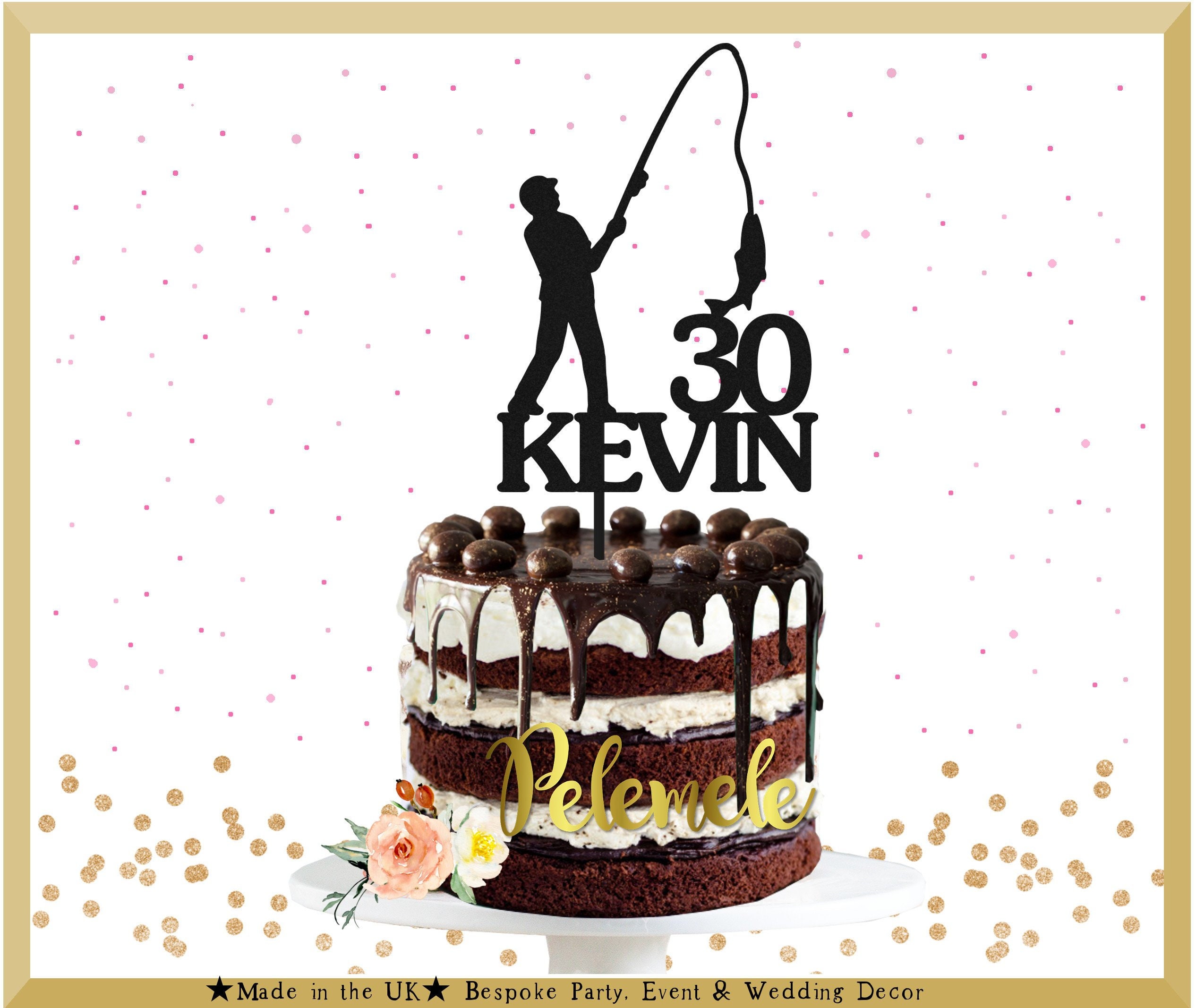 Glitter Fishing Birthday Cake Topper Fishing Cake Topper, Custom