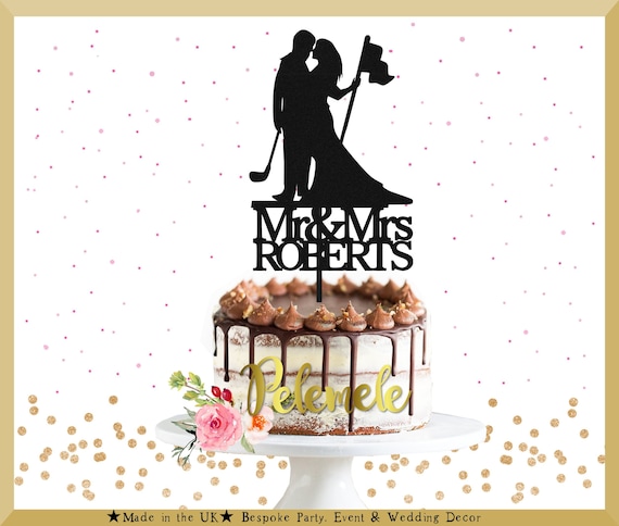 Custom Golf Mr Mrs Cake Topper Golf Themed Wedding Cake Etsy