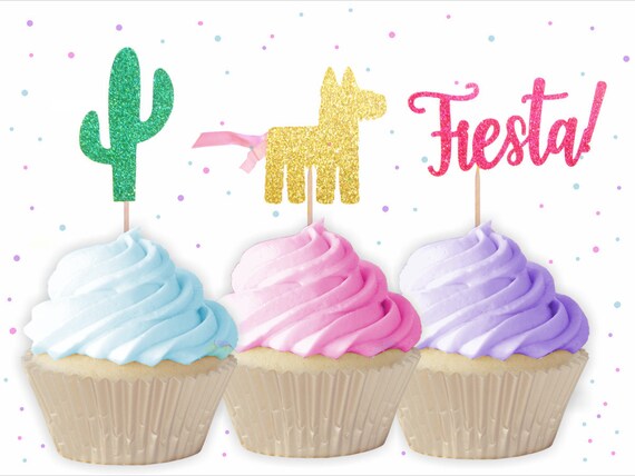 Mixed Fiesta Cupcake Toppers Fiesta Decorations Fiesta Etsy
