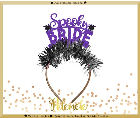 Glitter Spooky Bride Headband - Party Headband, Halloween Hen Party Crown, Spooky Hen Party Crown, Gothic Bachelorette Crown, Spooky Bach