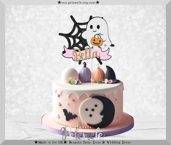 Halloween Ghost Cake Topper - White Ghost Happy Birthday Decoration For Halloween Birthday