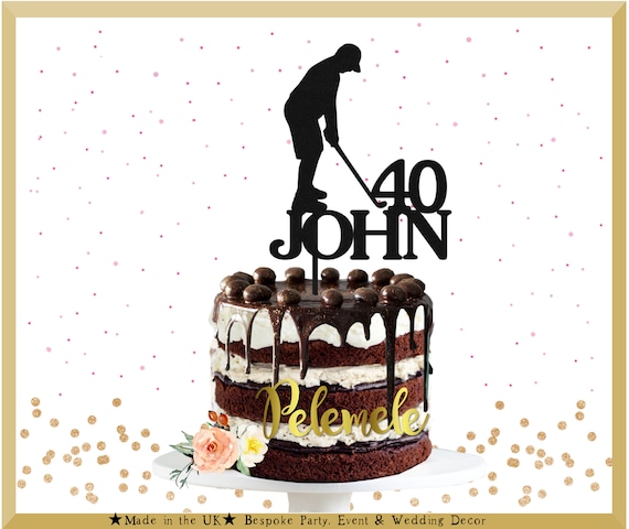 Glitter Golf Birthday Cake Topper Golf Cake Topper Custom Etsy