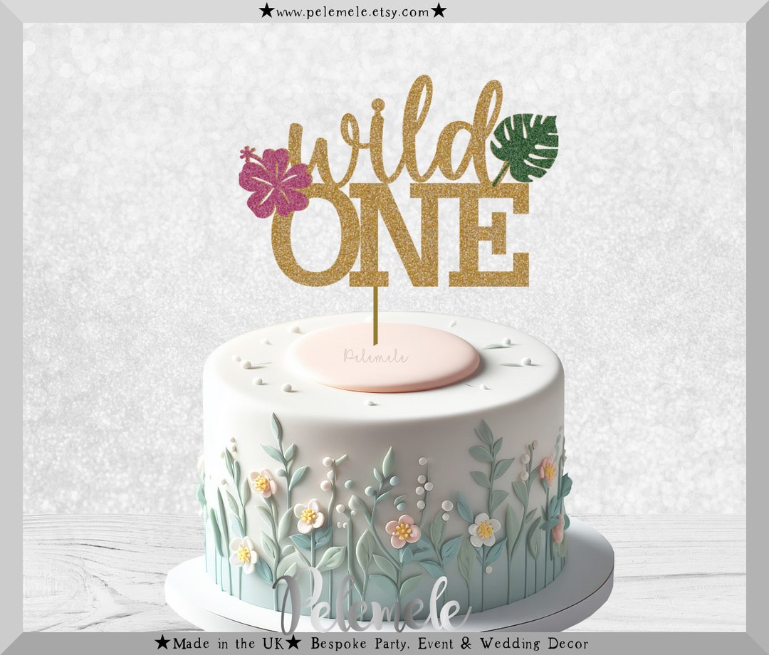 Glitter Wild One Cake Topper - Safari Birthday Cake Topper, Jungle ...