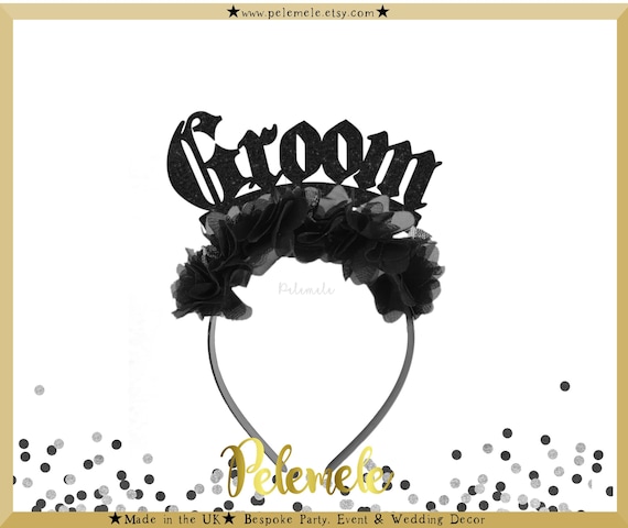 Flower Gothic Groom Headband - Glitter Stag Do Headband, Goth Stag Party Crown, Sparkle Gothic Bachelor Party Crown, Gothic Wedding Party