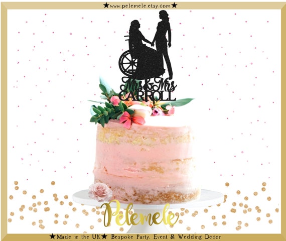 Personalised Acrylic Wheelchair Mr /& Mrs Cake Topper Decoration