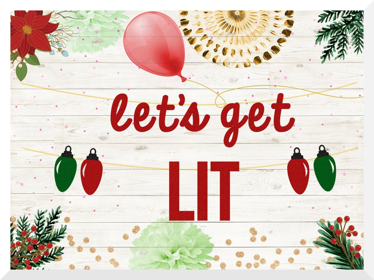 Let's Get Lit Christmas Banner Christmas Hen Garland Etsy