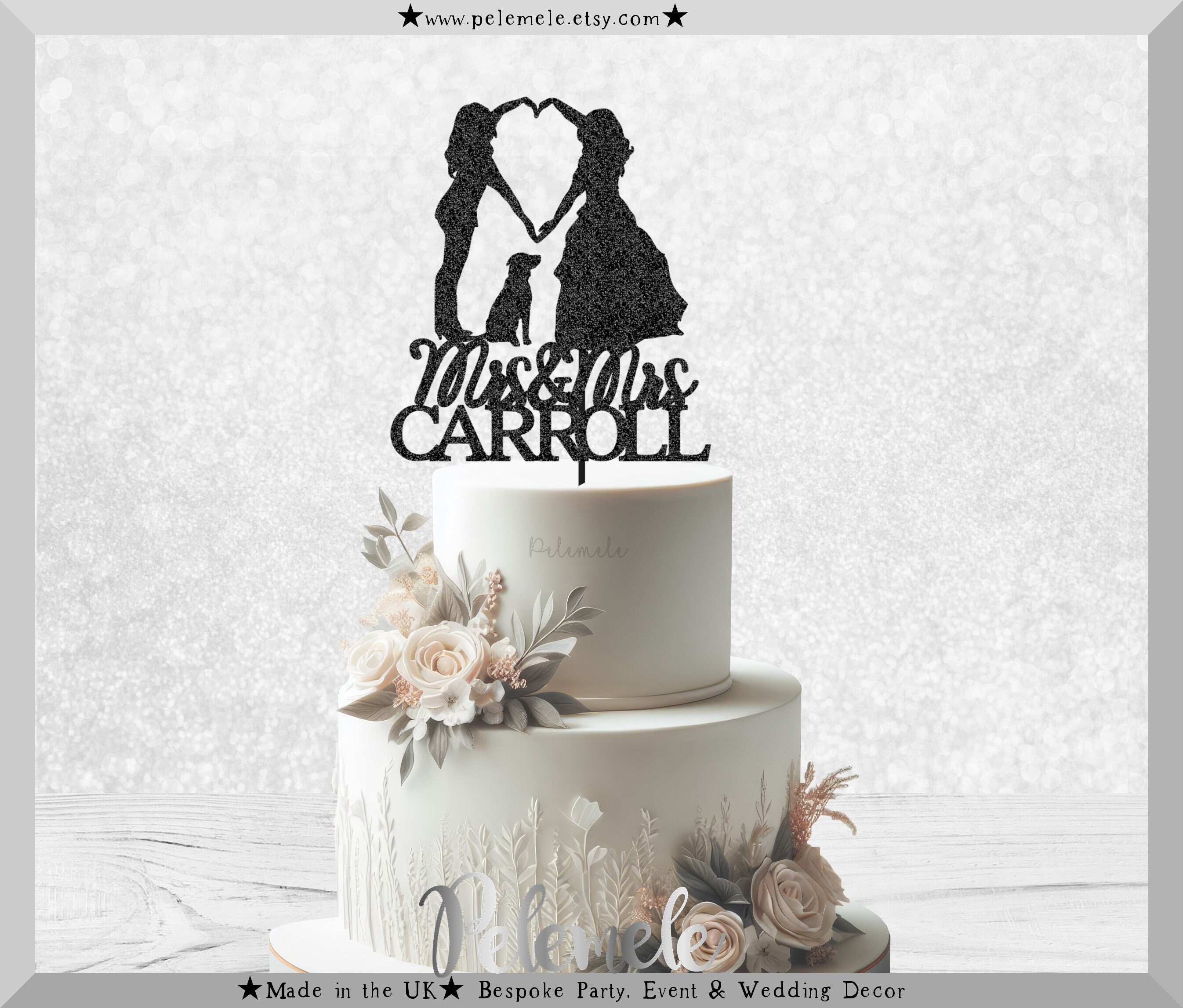Custom Dog Mrs Mrs Cake Topper Lesbian Wedding Cake Topper Same  