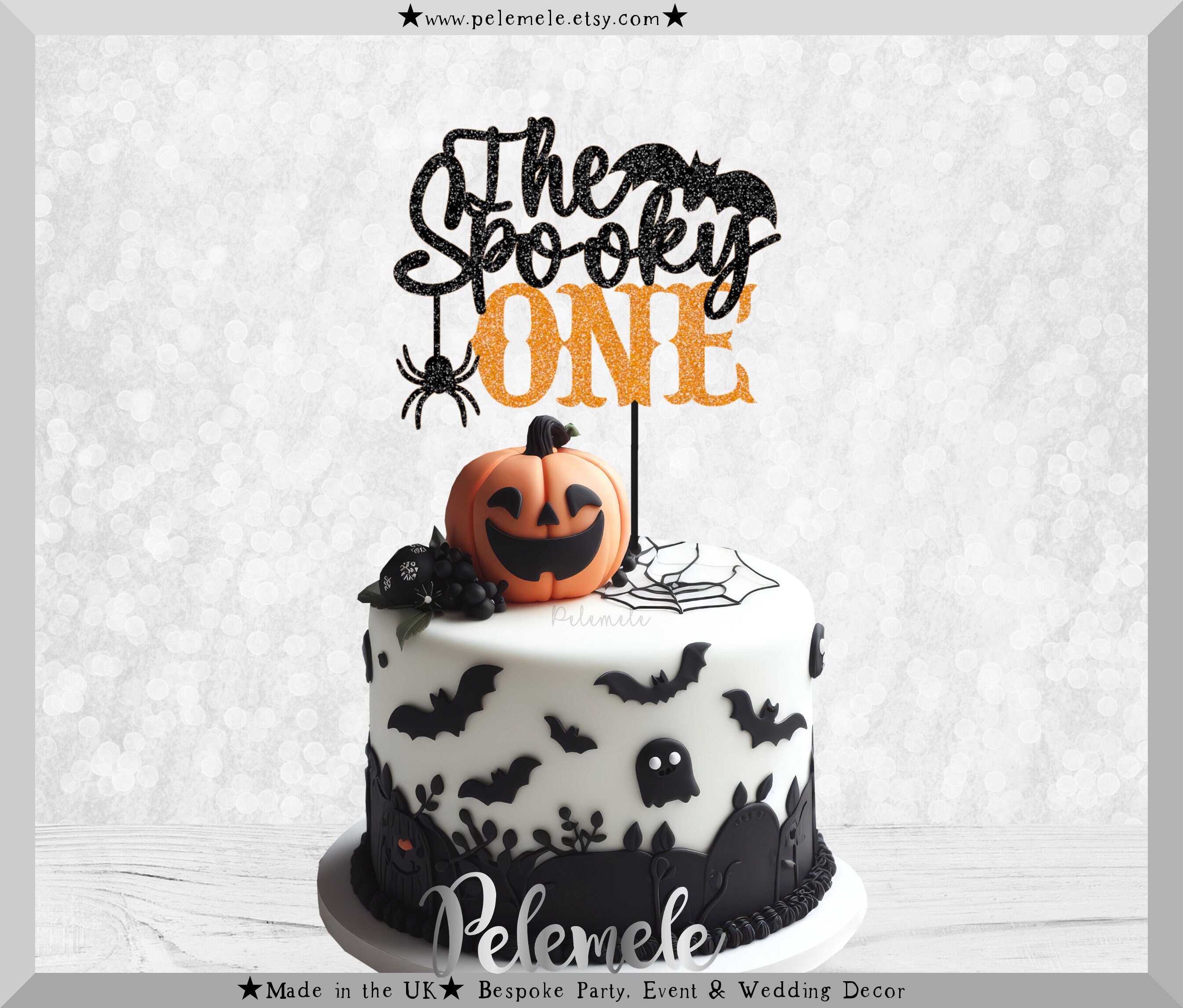 Kuchenaufsatz „The Spooky One“ – Glitzernder Baby-Geist, Für Halloween & 1. Geburtstag, Ca. 16x20 Cm