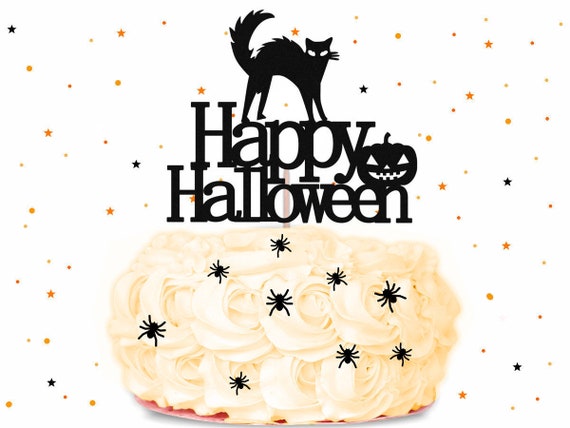 Happy Halloween Cake Topper Glitter Cake Topper Halloween Etsy