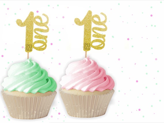 Number 1 One Cupcake Toppers 1st Birthday Birthday Cupcake Etsy