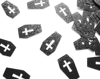 Glitter Coffin Confetti - Shimmer Coffin Confetti, Goth Birthday Confetti, Gothic Birthday Party, Coffin Confetti Shapes, Funeral Birthday