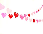 Gemischte Pink & rot Glitter Heart Garland - Herz Bunting, Rosa Ombre Heart Garland, Valentines Dekor, Hochzeit Dekoration, Valentinstag