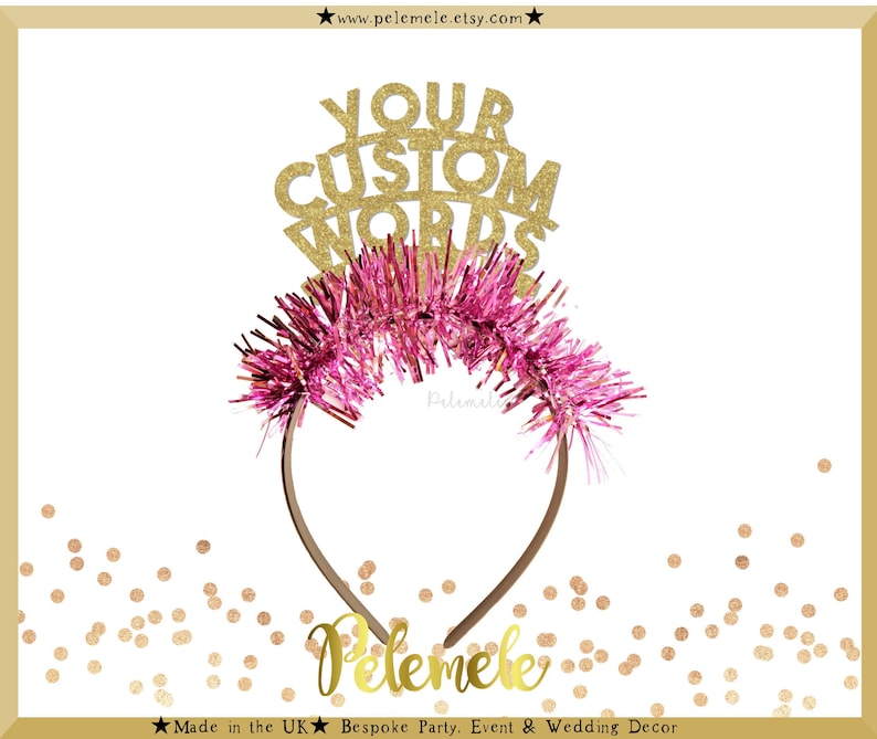 Custom Glitter Headband Text Headband Personalised Party Etsy
