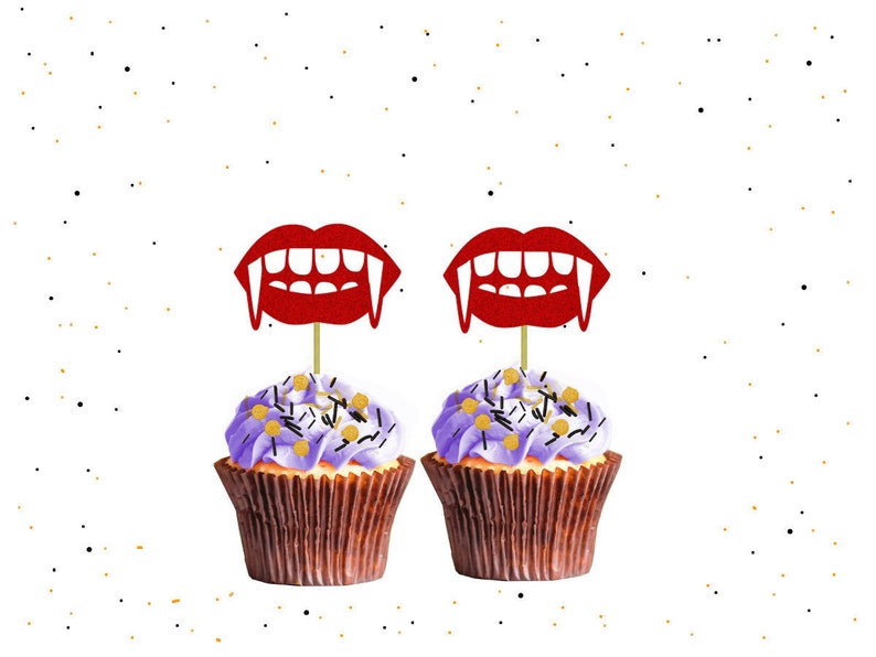 Glitter Vampire Cupcake Toppers Halloween Cupcake Toppers Etsy