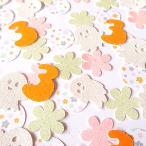 Custom Age Groovy Halloween Confetti - Glitter Halloween Confetti, Pastel Ghost Confetti, Spooky Birthday, Cute Halloween, Boo Birthday
