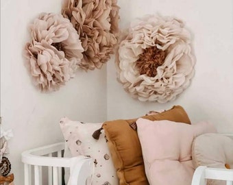 Oversized paper flowers 5 units!! Flower backdrop wall. Wedding centerpiece. Rustic boho wall decoration. Breathtaking Blooms. Dusty colors