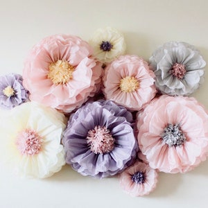 Fiori di carta oversize 8 unità!! Parete di sfondo floreale. Centrotavola per matrimonio. Decorazione murale rustica boho. Fiori mozzafiato. Blush/Vintage/Ash