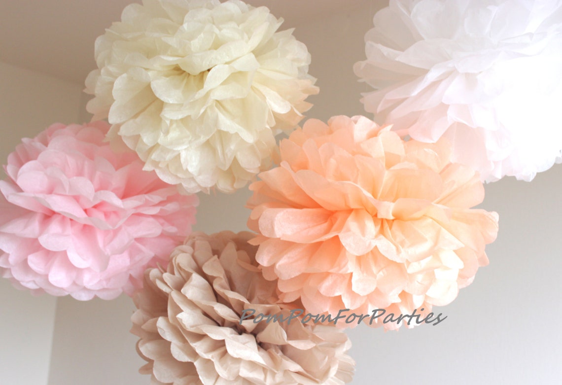 Set of 12 7L/5M Hanging Tissue Pom Poms Wedding Etsy