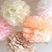 Set of 12 (6L/6M) Hanging Tissue Pom Poms - Baptism - Christening - Wedding - Baby shower - Bridal - Birthday party decoratio 