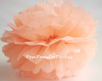 1 Hochwertiger PFIRSICH Taschentuch Pom Pom - Wähle eine von 60 Farben - Hängende Papierblume - SeidenpapierKugeln - Seidenpapier Poms