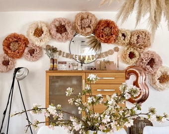 Bloemachtergrond muur. Oversized papieren bloemen 12 stuks!! Bruiloft middelpunt. Rustieke boho muur decor. Adembenemende bloemen. Blush/Lavendel