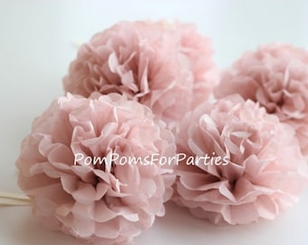 10 Mini POM POMS (4.7&#39;&#39;) - Ash pink - Napkin Rings Present Wrapping Table decorations/ Wedding dinner/Birthday