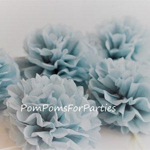 10 Mini POM POMS (4.7'') - Blu cenere - Anelli tovaglioli Regalo Avvolgere Decorazioni da tavolo / Cena di nozze / Compleanno