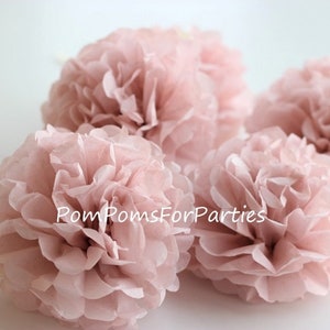 1 unità ASH PINK Small Size Silk paper Pom Pom - 6.5" - Hanging Paper flower - Tissue paper balls - Tissue paper pom poms - Tissue flowers