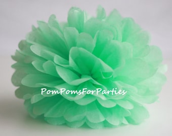 1 Hochwertiger MINT Taschentuch Pom Pom - Wähle eine von 60 Farben - Hängende Papierblume - Seidenpapier Kugeln - Seidenpapier Poms