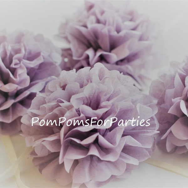 10 Mini POM POMS (4.7'') - Ash lilac- Napkin Rings Present Wrapping Table decorations/ Wedding dinner/Birthday