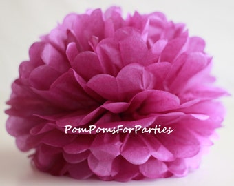 Lusofie 5 Fiori Di Carta Velina Viola 3D, Pompon Decorativi Da Parete, 2 Pezzi Da 30 Cm E 3 Da 25 Cm, Per Feste E Matrimoni