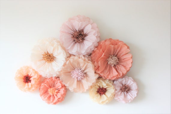 10 Units Mixed Size Paper Flowers Luxury Wall Decor Reception