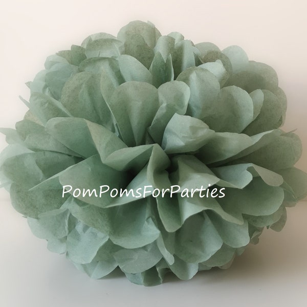 1 Hochwertiger ASH GREEN Taschentuch Pom Pom - Wähle eine von 60 Farben - Hängende Papierblume - SeidenpapierKugeln - Seidenpapier Poms