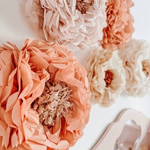 Fiori di carta oversize e di grandi dimensioni 5 pezzi. Arredamento della camera dei bambini. Decorazione murale mozzafiato. Incredibile parete con sfondo floreale.