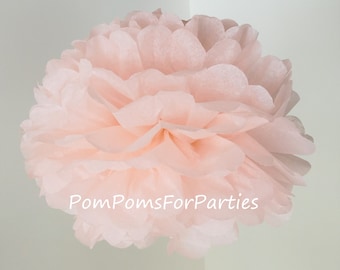 1 Hochwertiger POWDER PINK Taschentuch Pom Pom - Wähle eine von 60 Farben - Hängende Papierblume - Seidenpapier Kugeln - Seidenpapier Poms