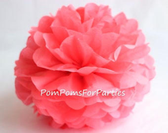 1 Hochwertiger CORAL Tissue Pom Pom - Wähle eine von 60 Farben - Hängende Papierblume - SeidenpapierKugeln - Seidenpapier Poms