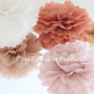 15 Tissue Pom Poms di MEDIE dimensioni - Rosa cenere Terracota - Tonalità smokey - Palline di carta velina - Pom pom di carta velina Decorazioni fai da te