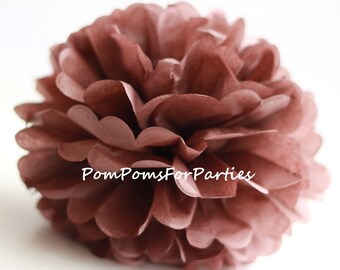 1 Hoge Kwaliteit CHOCOLADE Tissue Pom Pom - Nude Beige Blush Tan kleuren - Opknoping Paper bloem - Tissue papieren ballen - Tissue papier pom poms