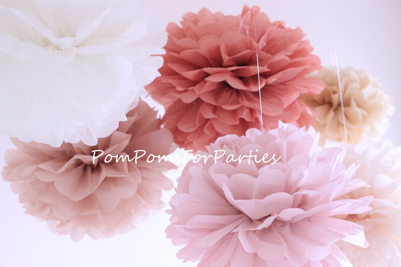 Set of 30 15L/15M Tissue Paper Pom Poms Nude Colors Wedding - Etsy